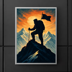 Tenzing Norgay on summit ridge silhouette poster 5