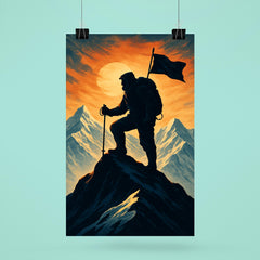 Tenzing Norgay on summit ridge silhouette poster 6