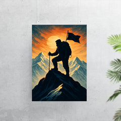 Tenzing Norgay on summit ridge silhouette poster 7