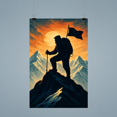 Tenzing Norgay on summit ridge silhouette poster 9