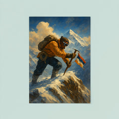 Tenzing Norgay planting ice axe on Everest ridge poster 8