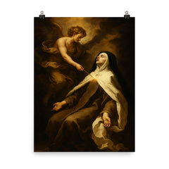 Teresa of Avila transverberation ecstasy scene poster on a plain backdrop in size 8"x10".