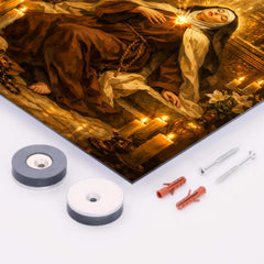 Teresa of Avila transverberation in candlelit chapel metal print mockup
