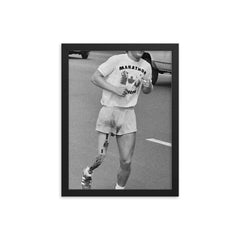 Terry Fox framed print on a plain backdrop in size 12"x16".