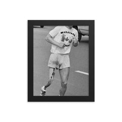 Terry Fox framed print on a plain backdrop in size 8"x10".