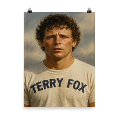 Terry Fox portrait poster on a plain backdrop in size 8"x10".
