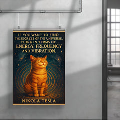 Tesla quote secrets of universe energy frequency vibration cat poster 4