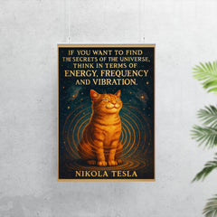 Tesla quote secrets of universe energy frequency vibration cat poster 7