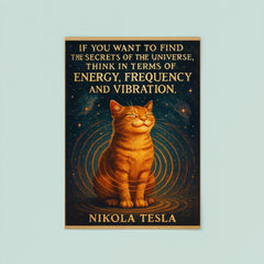 Tesla quote secrets of universe energy frequency vibration cat poster 8
