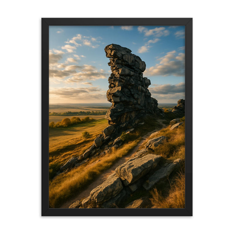 Teufelsmauer Devil's Wall Harz Germany framed print on a plain backdrop in size 18
