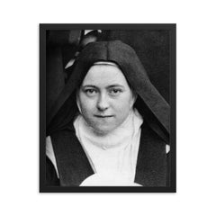 Thérese of Lisieux framed print on a plain backdrop in size 16"x20".