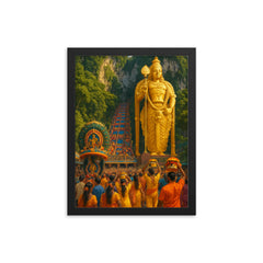 Thaipusam Batu Caves Malaysia framed print on a plain backdrop in size 12"x16".