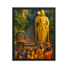 Thaipusam Batu Caves Malaysia framed print on a plain backdrop in size 16"x20".
