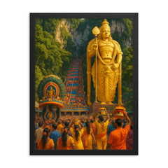 Thaipusam Batu Caves Malaysia framed print on a plain backdrop in size 18"x24".