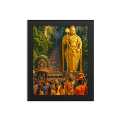 Thaipusam Batu Caves Malaysia framed print on a plain backdrop in size 8"x10".