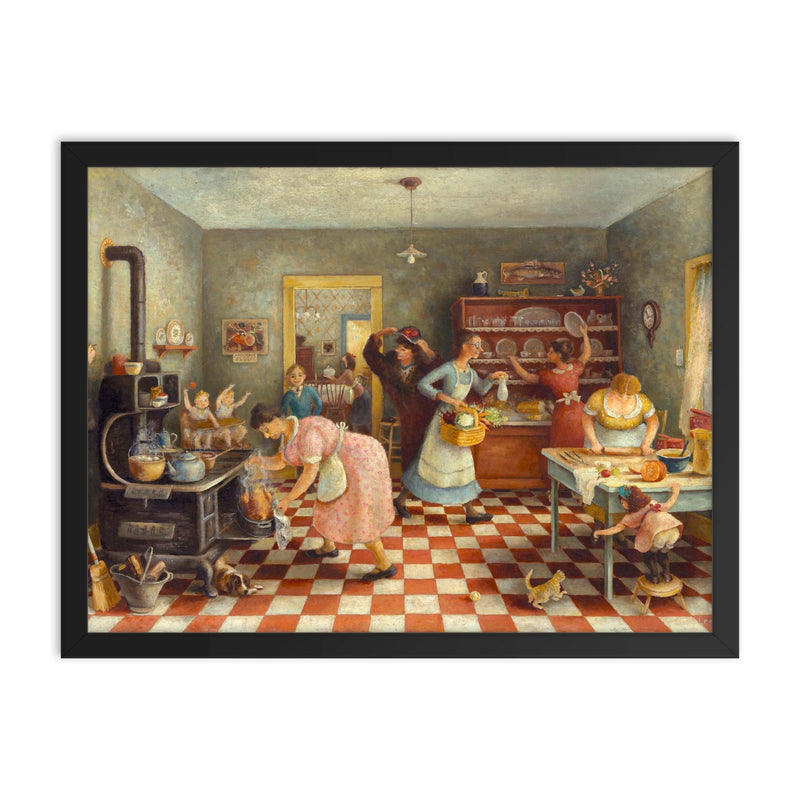 Thanksgiving by Doris Lee framed print on a plain backdrop in size 18