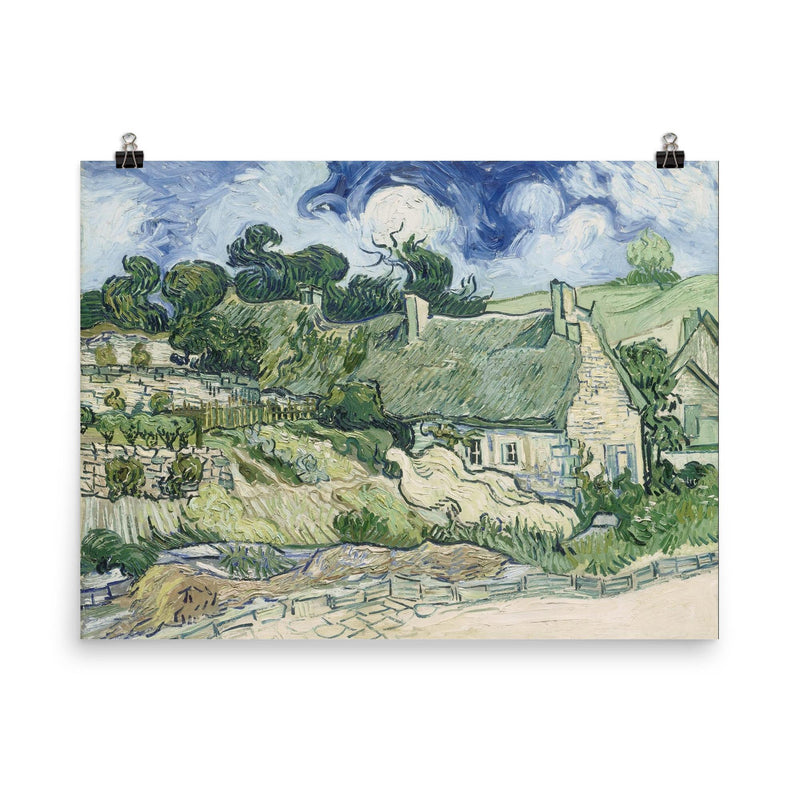 Thatched Cottages at Cordeville by Vincent van Gogh, 1890 poster on a plain backdrop in size 8