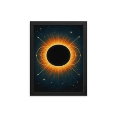 The 1919 eclipse proving relativity framed print on a plain backdrop in size 12"x16".