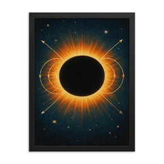 The 1919 eclipse proving relativity framed print on a plain backdrop in size 18"x24".