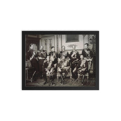 The 9 Kings of Europe at the Funeral of King Edward VII, 1910 framed print on a plain backdrop in size 12"x16".