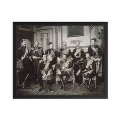 The 9 Kings of Europe at the Funeral of King Edward VII, 1910 framed print on a plain backdrop in size 16"x20".