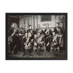 The 9 Kings of Europe at the Funeral of King Edward VII, 1910 framed print on a plain backdrop in size 18"x24".
