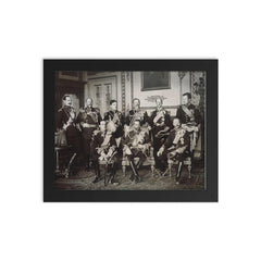 The 9 Kings of Europe at the Funeral of King Edward VII, 1910 framed print on a plain backdrop in size 8"x10".