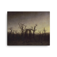 The Abbey in the Oakwood by Caspar David Friedrich, c. 1810 canvas print on a plain backdrop in size 16"x20".