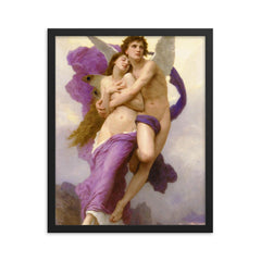 The Abduction of Psyche by William Bouguereau framed print on a plain backdrop in size 16"x20".