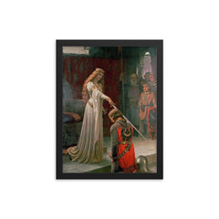 The Accolade by Edmund Leighton framed print on a plain backdrop in size 12"x16".