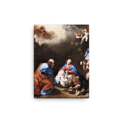 The Adoration of the Shepherds by Carlo Dolci canvas print on a plain backdrop in size 12"x16".