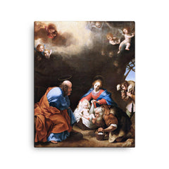 The Adoration of the Shepherds by Carlo Dolci canvas print on a plain backdrop in size 16"x20".