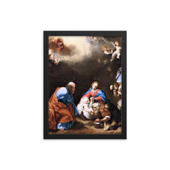 The Adoration of the Shepherds by Carlo Dolci framed print on a plain backdrop in size 12"x16".