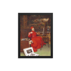 The Amateur Artist by Georges Croegaert framed print on a plain backdrop in size 12"x16".