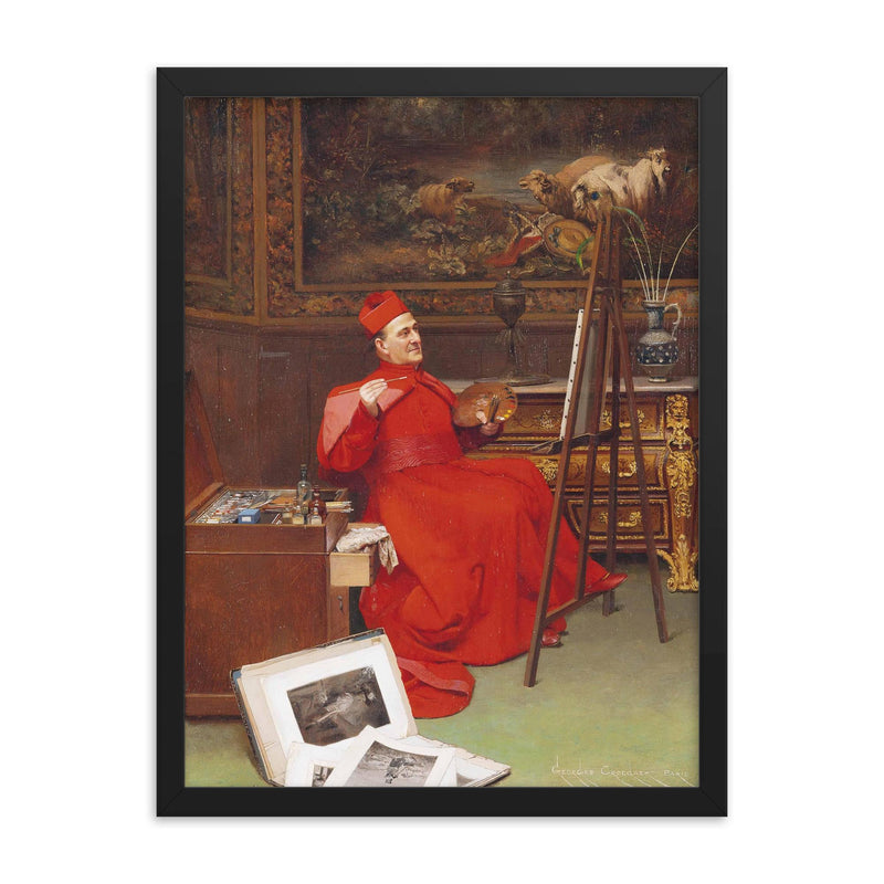 The Amateur Artist by Georges Croegaert framed print on a plain backdrop in size 18
