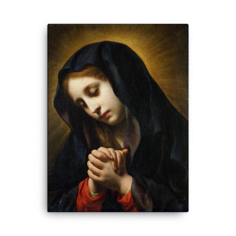 The Annunciation by Carlo Dolci canvas print on a plain backdrop in size 18