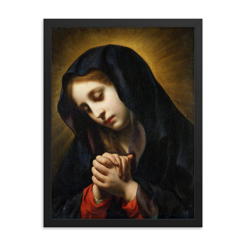 The Annunciation by Carlo Dolci framed print on a plain backdrop in size 18