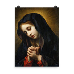 The Annunciation by Carlo Dolci poster on a plain backdrop in size 8"x10".