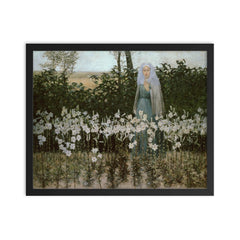 The Annunciation by George Hitchcock, 1887 framed print on a plain backdrop in size 16"x20".