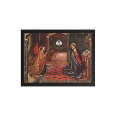 The Annunciation by Pedro Berruguete framed print on a plain backdrop in size 12"x16".