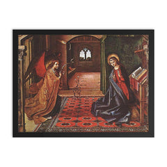 The Annunciation by Pedro Berruguete framed print on a plain backdrop in size 18"x24".