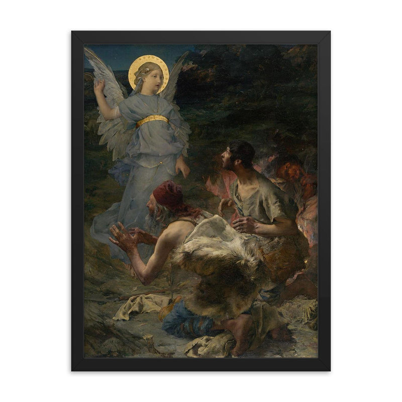 The Annunciation to the Shepherds by Jules Bastien-Lepage framed print on a plain backdrop in size 18