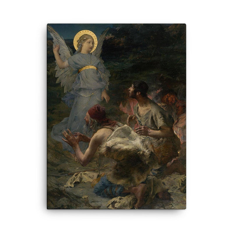 The Annunciation to the Shepherds by Jules Bastien-Lepage, 1875 canvas print on a plain backdrop in size 18