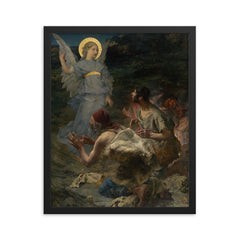 The Annunciation to the Shepherds by Jules Bastien-Lepage, 1875 framed print on a plain backdrop in size 16"x20".