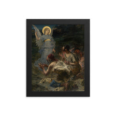 The Annunciation to the Shepherds by Jules Bastien-Lepage, 1875 framed print on a plain backdrop in size 8"x10".