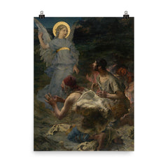 The Annunciation to the Shepherds by Jules Bastien-Lepage, 1875 poster on a plain backdrop in size 8"x10".