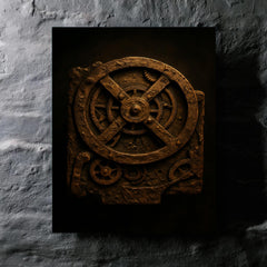 The Antikythera mechanism reconstructed in dramatic bronze metal print mockup