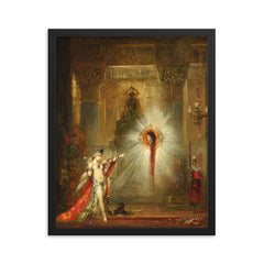 The Apparition by Gustave Moreau, 1876 framed print on a plain backdrop in size 16"x20".