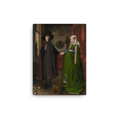 The Arnolfini Portrait by Jan van Eyck canvas print on a plain backdrop in size 12"x16".