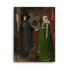 The Arnolfini Portrait by Jan van Eyck canvas print on a plain backdrop in size 18"x24".